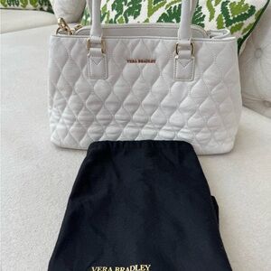 Vera Bradley White Quilted Satchel with Gold Hardware